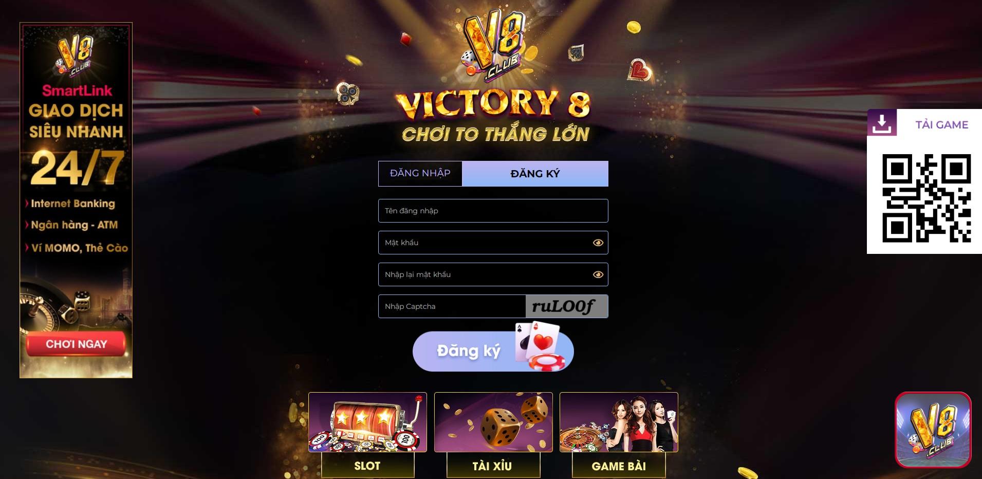Hoàn thành biểu mẫu để đăng ký tài khoản game Kim Cương V8Club 